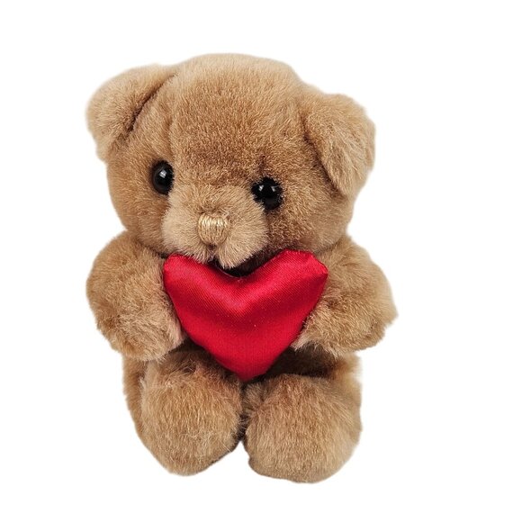 Russ Berrie Other - Russ Berrie Teddy Bear Plush Red SatinHeart 6 in Polyester Fiber Vintage